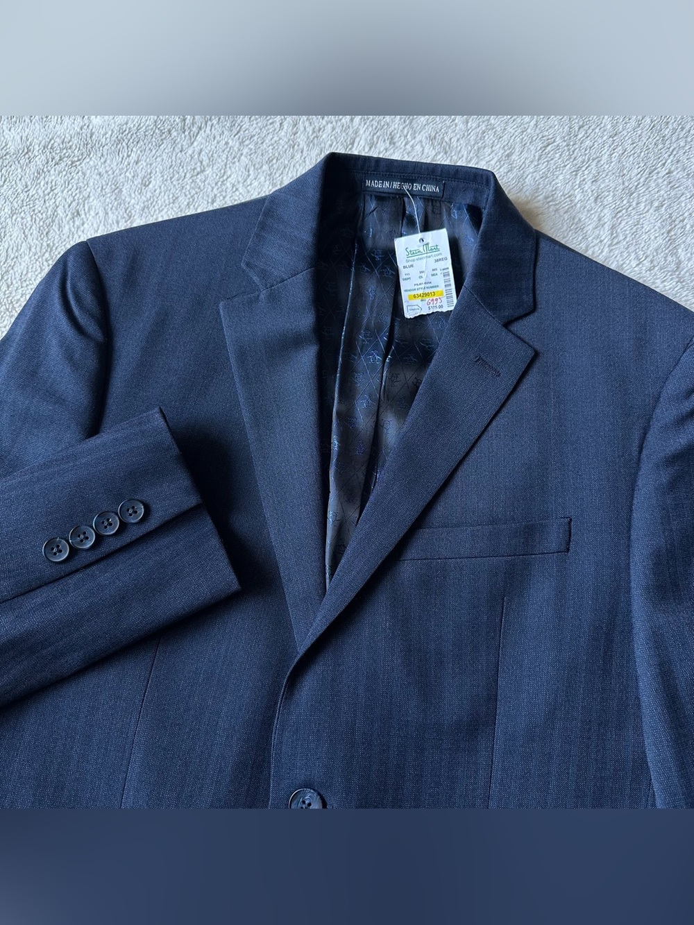 Original Penguin Blue Herringbone Wool Blend Men’s Jacket Blazer Stretch 38R NWT